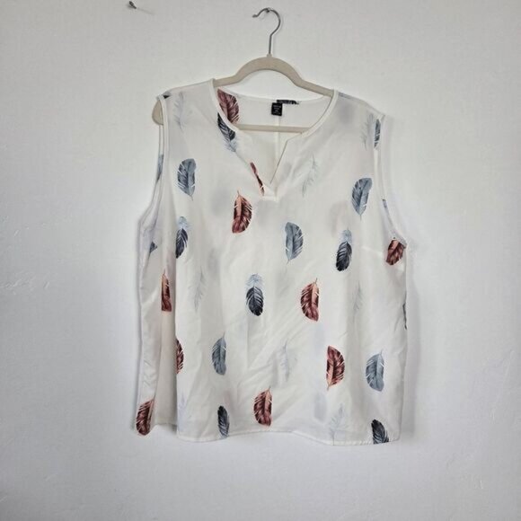 SHEIN Tops - Plus Size 4X Feather Camisole Blouse Top White Boho Summer Festival Gypsy Hippie